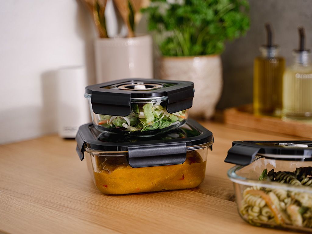 SQUARE VACUUM GLASS CONTAINER - 800ML - SET - 4PC - 5