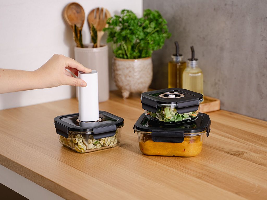 SQUARE VACUUM GLASS CONTAINER - 525ML - SET - 4PC - 3