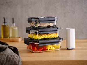 RECTANGLE VACUUM GLASS CONTAINER - 630ML - SET - 4PC - 3