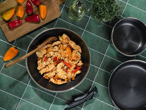 WOK WITH DETACHABLE HANDLE 30CM SET - 4