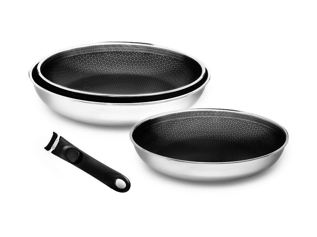FRYING PAN WITH DETACHABLE HANDLE 3-PC SET - 1